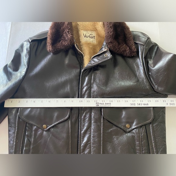 Vtg Van Cort Brown 4 Pockets Faux Fur Collar Leather Jacket Adult Size 40 - Picture 12 of 16